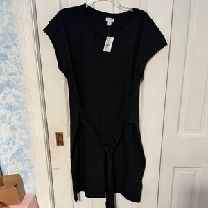 New! J Crew Black Tie-Front Tee Dress